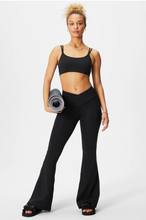 Load image into Gallery viewer, SOLID BLACK- CROSS WAIST YOGA FLARES
