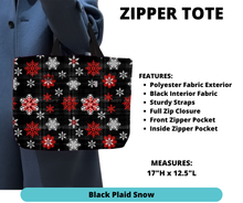 Load image into Gallery viewer, Black Plaid Snow Zipper Tote
