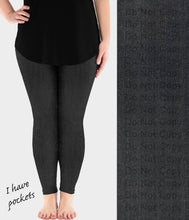 Load image into Gallery viewer, RTS - Faded Black Faux Denim Leggings w/ Pockets
