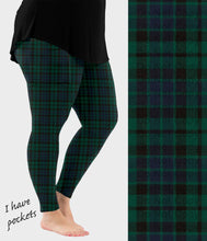Load image into Gallery viewer, RTS - Green and Navy Plaid Leggings w/ Pockets
