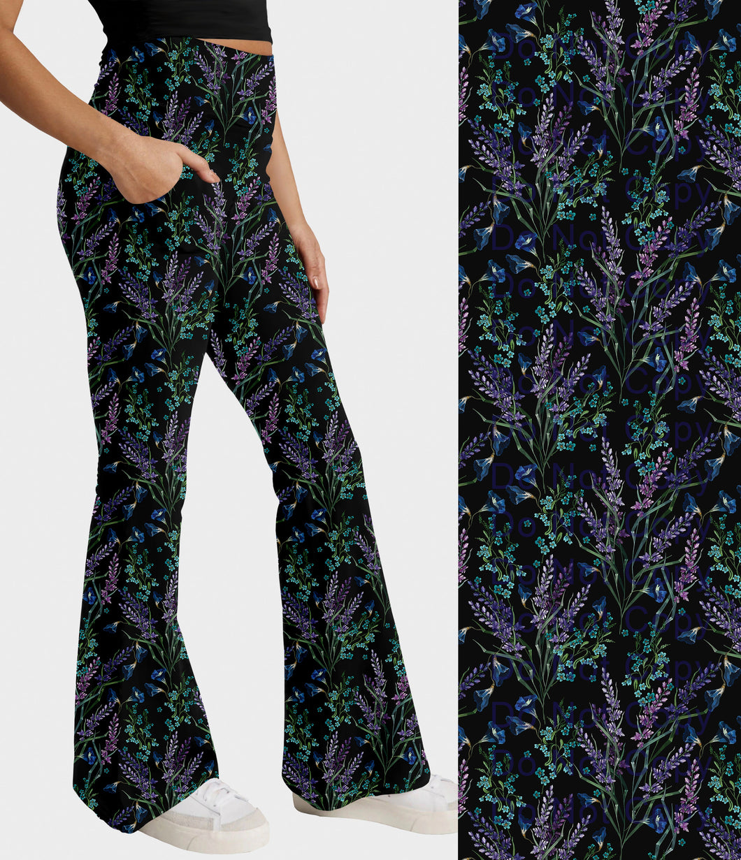 RTS - Lavender Meadow Flare Leggings w/ Pockets