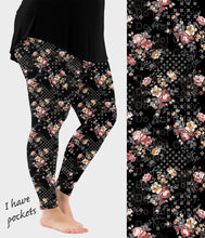 Load image into Gallery viewer, RTS - Noir Fleur Leggings w/ Pockets
