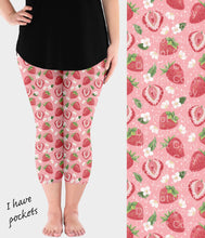Load image into Gallery viewer, RTS - Pink Strawberry Capri Leggings w/ Pockets
