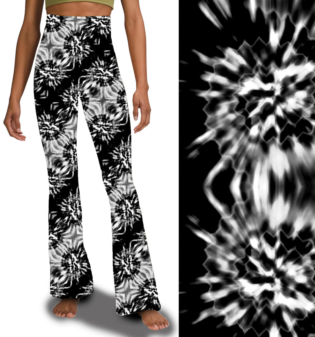 Black & White Tie Dye - Yoga Flares with Pockets Preorder closes 10/7