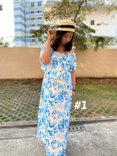 Load image into Gallery viewer, OFF THE SHOULDER BLUE FLORAL MAXI DRESS
