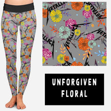 Load image into Gallery viewer, BAND RUN 2- UNFORGIVEN FLORAL LEGGINGS/CAPRI/JOGGERS

