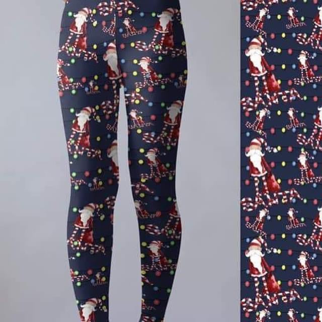Santa candy cane gnome leggings