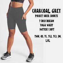 Load image into Gallery viewer, POCKET BIKER SHORTS-CHARCOAL GREY
