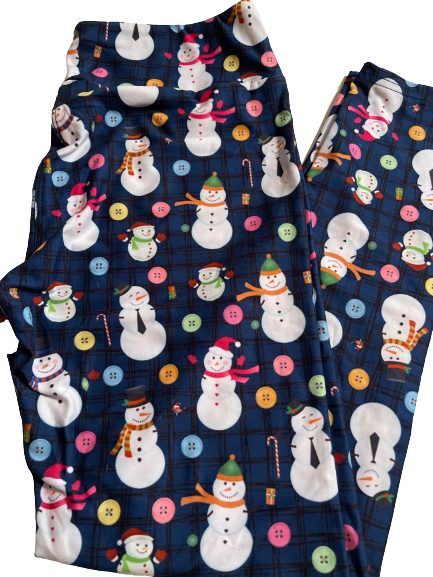 Snowman button leggings
