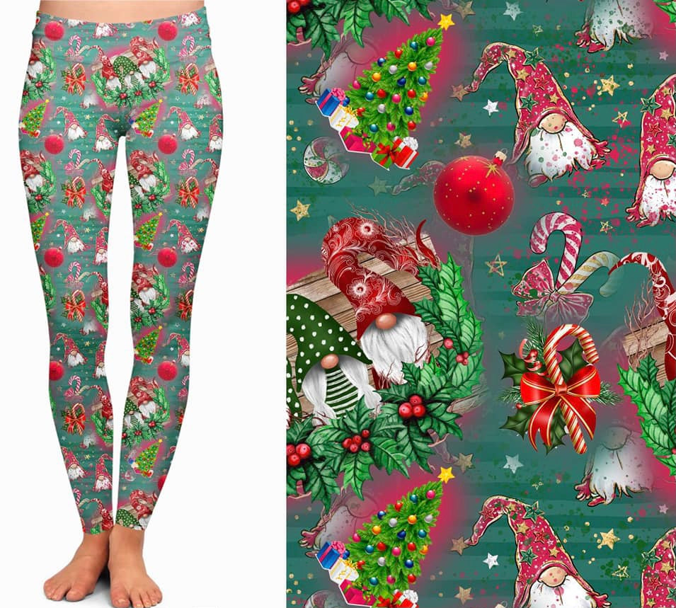 Green Christmas gnome leggings