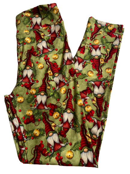 Green Christmas gnome leggings
