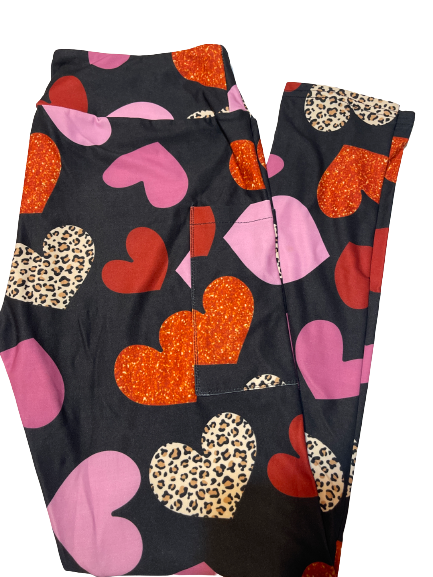 Multi hearts leggings with pockets