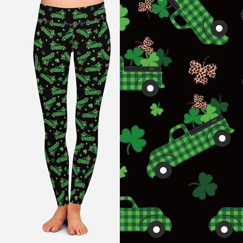 Plaid shamrock truck leggings