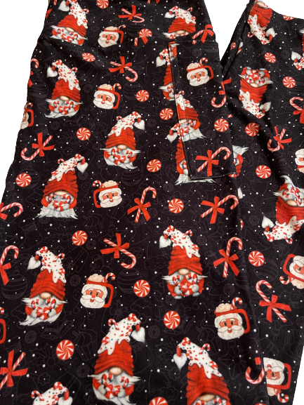 Candy cane gnome leggings with pockets