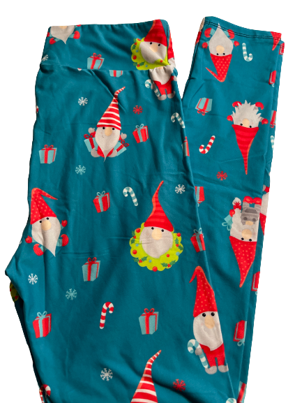 Teal gnome Christmas leggings