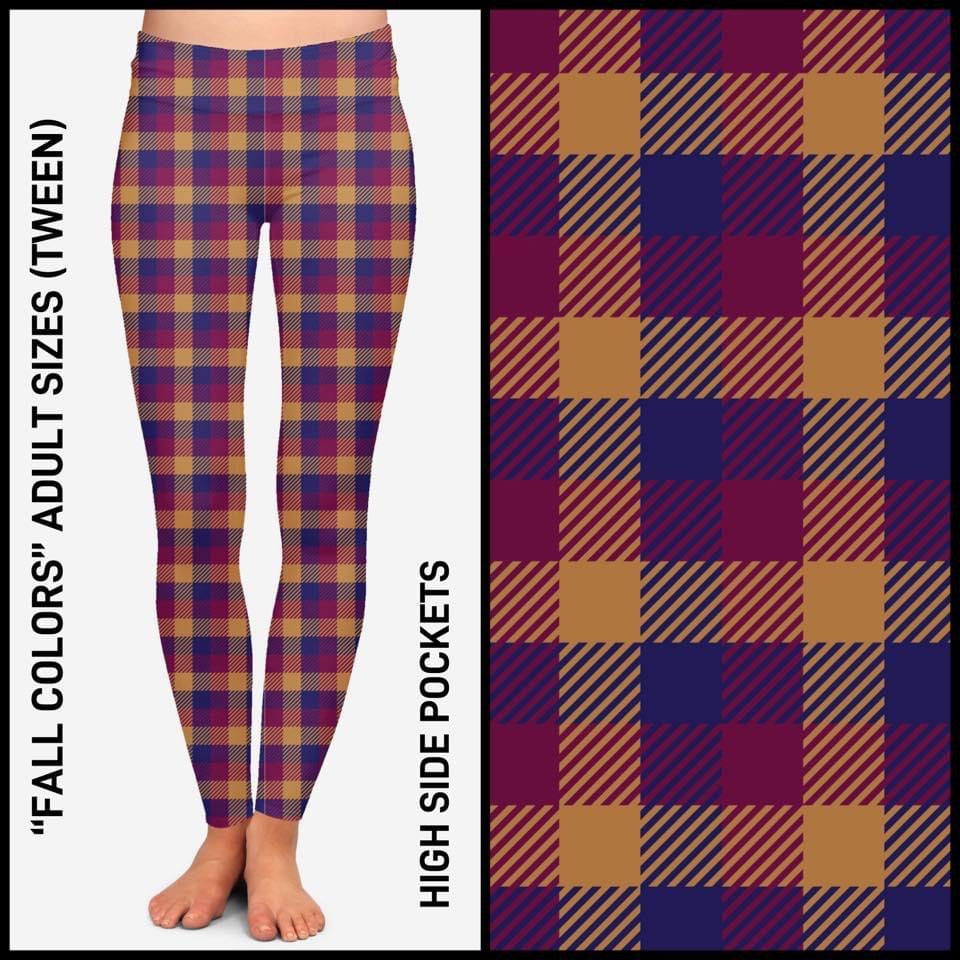 Harvest plaid leggings with pockets