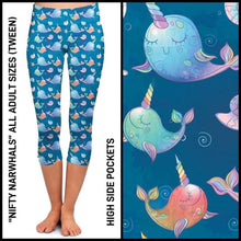Load image into Gallery viewer, Narwhal capris with pockets
