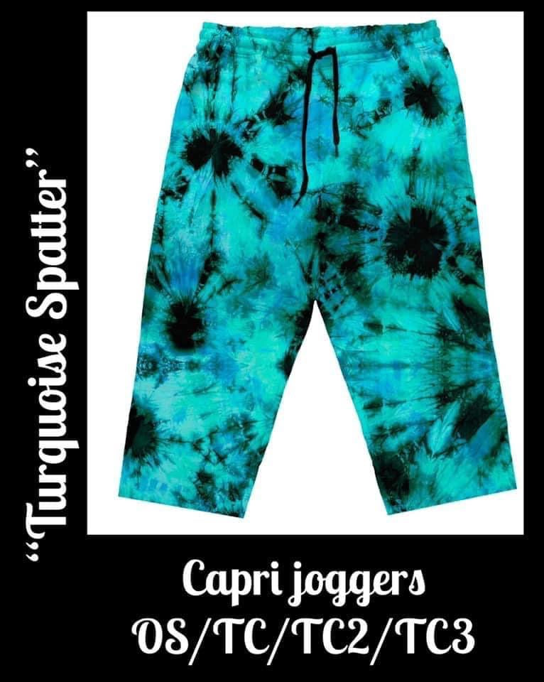 Turquoise tie dye Capri Joggers
