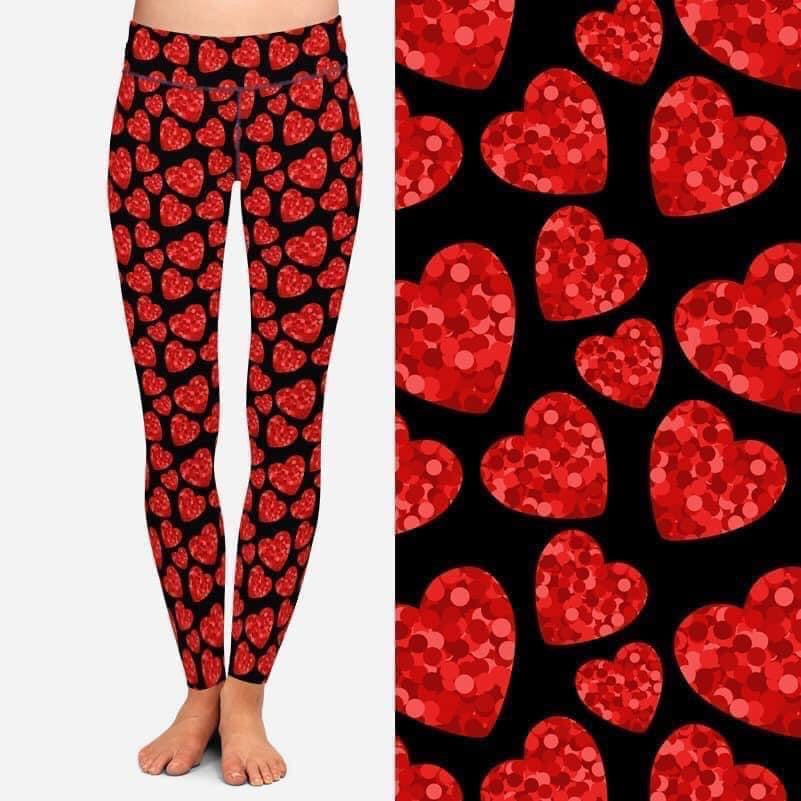 Faux glitter Hearts leggings