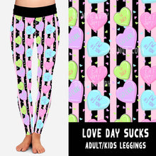 Load image into Gallery viewer, LUCKY IN LOVE-LOVE DAY SUCKS LEGGINGS/JOGGERS

