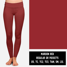 Load image into Gallery viewer, SOLIDS RUN-MAROON RED LEGGINGS/JOGGERS
